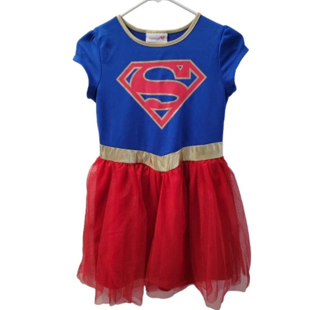 Disney Supergirl Dress Costume Short Cap Sleeves Red BlueGold S L10 12